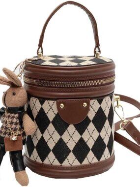 Bucket Bag,Checkered Crossbody Bag,Blue Clutch Purses for Women,Denim Purses for